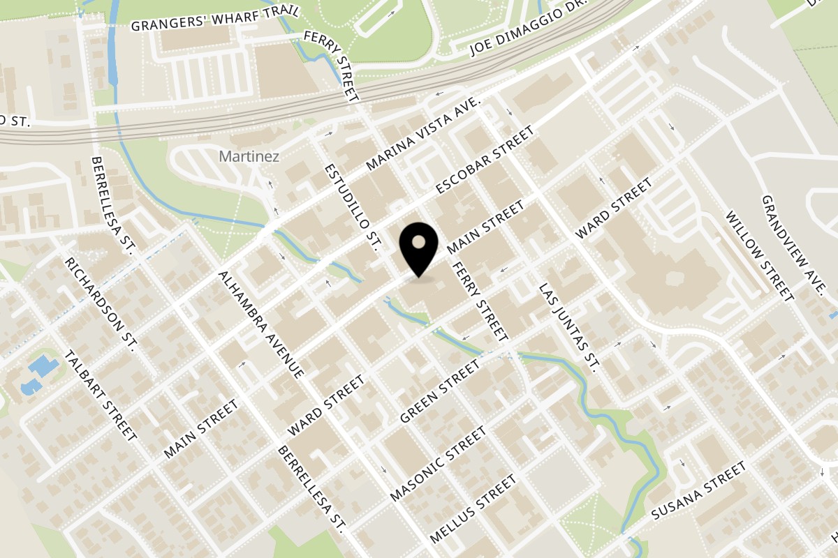 Map showing the location of Zula's Deli Sandwich on 716 Main St in Martinez